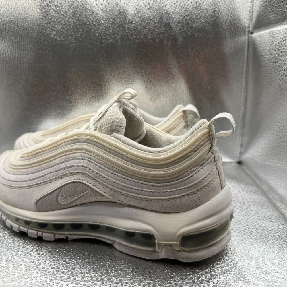 Size 5Y Nike Air‎ Max 97 Triple White Metallic Kids Athletic Shoes 921522-104